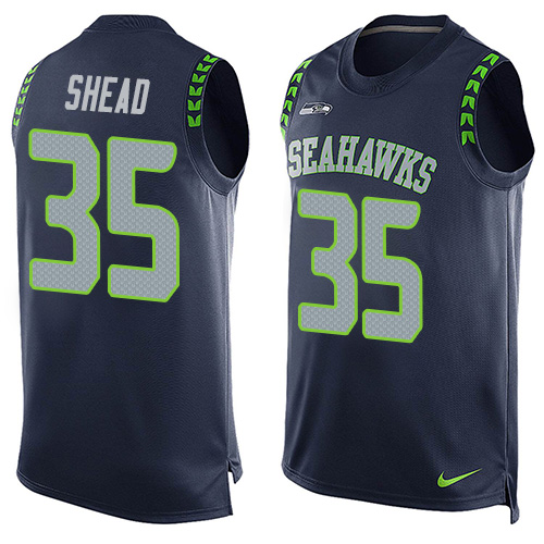 Men's Limited DeShawn Shead Nike Jersey Navy Blue - #35 Player Name & Number Tank Top NFL Seattle Seahawks